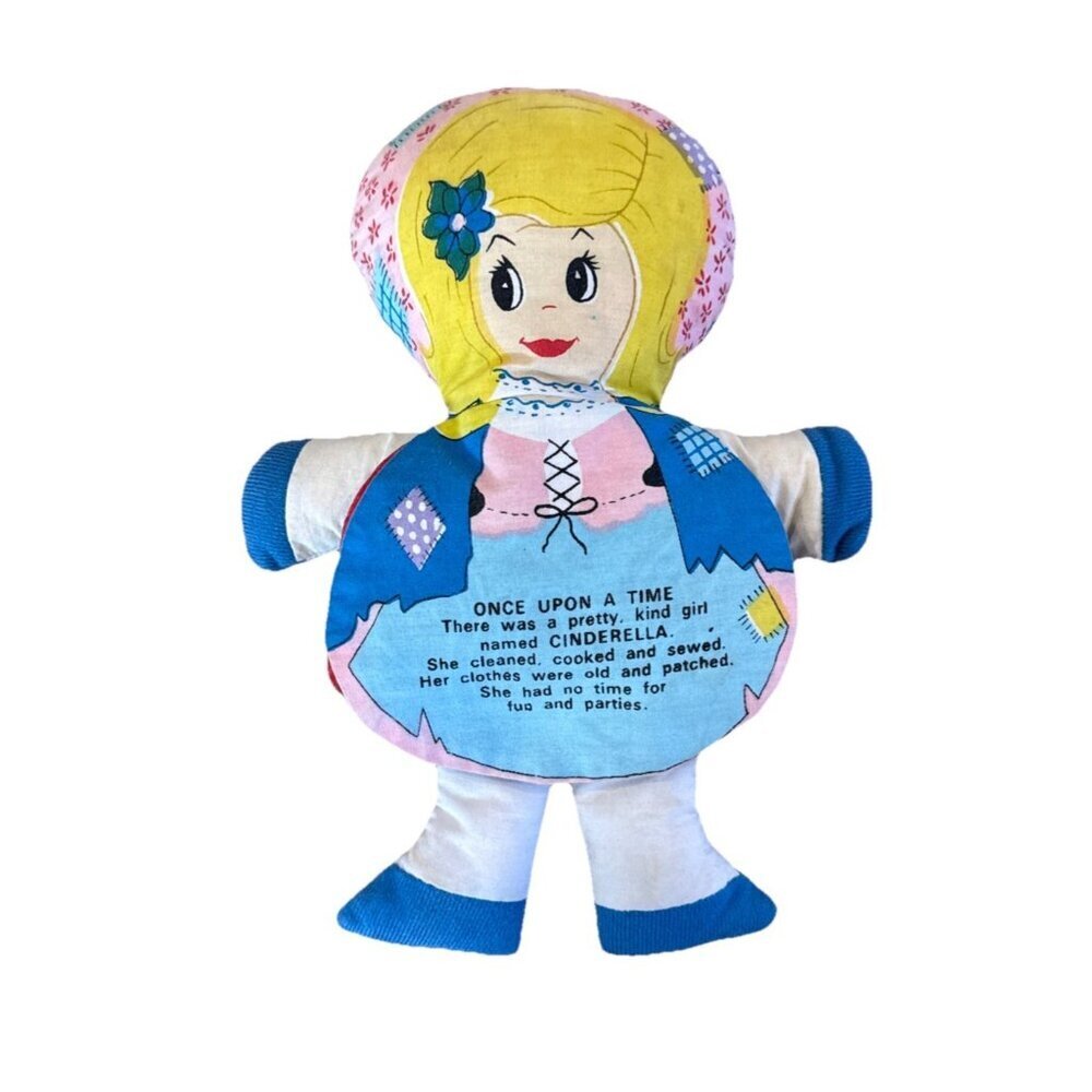 1977 Dan Dee Tell A Story Cinderella Fabric Storybook Doll Plush Toy Vintage